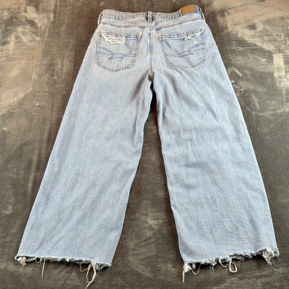 American Eagle Women's Jeans Super High Rise Baggy Wide Leg Size 4 S Distressed - Picture 5 of 11